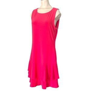 Hot pink sleeveless dress Last ruffled layered skirt Barbiecore Coquette Size M